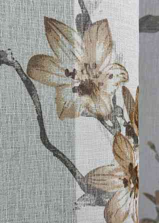Тюль батист, колекція "Flora" колір білий з коричневим 1905т Київ
