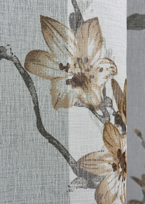 Тюль батист, колекція "Flora" колір білий з коричневим 1905т Київ - фото 4