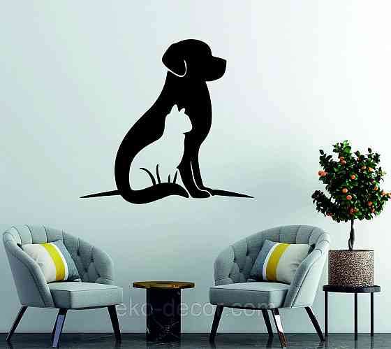 Декоративне настінне 3D Панно «Собака та кіт» Декор на стіну з об'ємом Київ