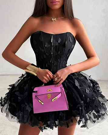 Жіноча романтична приваблива мініплаття костюмна + фатин метелика (на підкладці) Чорний, 44/46 Одеса