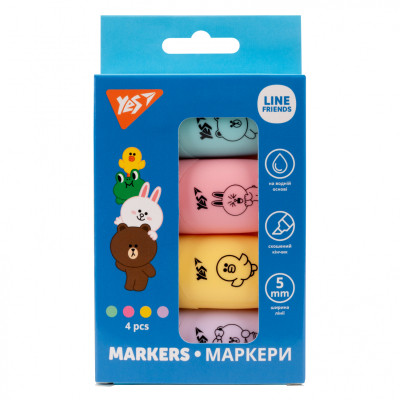 Набор маркеров Yes текстовый Line Friends 4 шт (390711) Винница - изображение 1