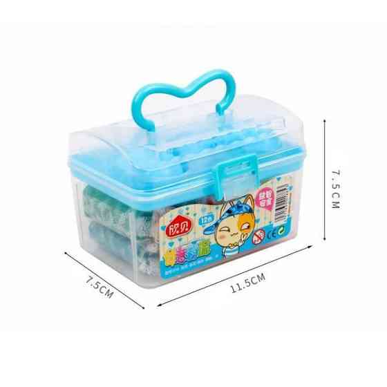 Набор теста пластелин для лепки разноцветная глина для лепки, детский пластилин 12 цветов в контейнере Каменец-Подольский