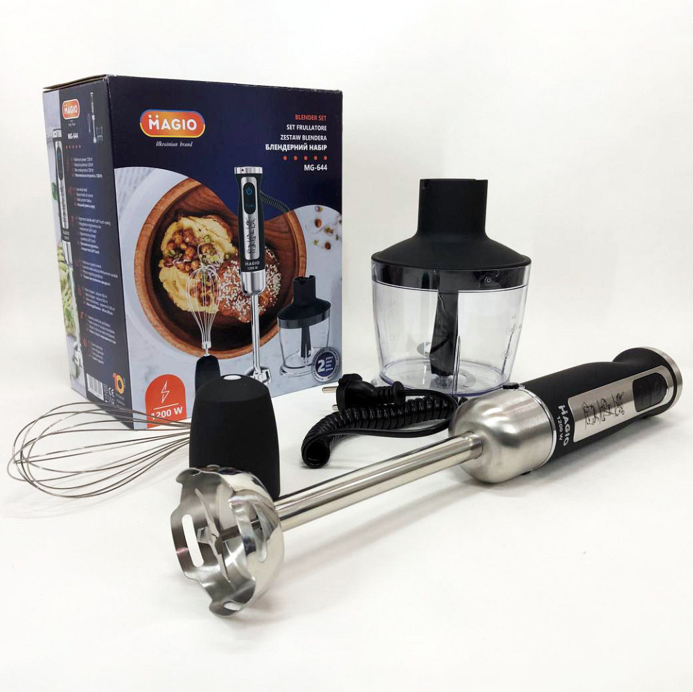 Занурювальний блендер з подрібнювачем MAGIO, Портативний блендер для смузі Кухонний з терками UN-37 Львів - фото 15