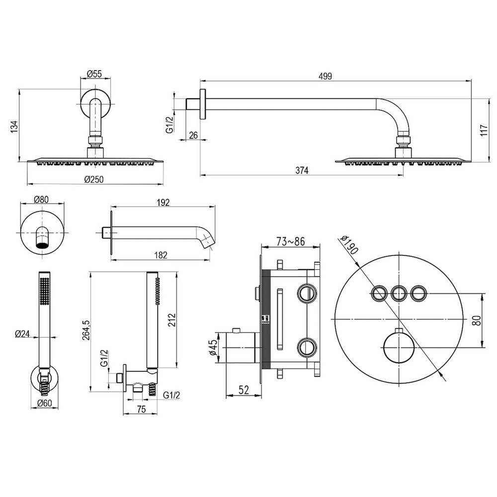 Душова система вбудована TOPAZ LOFT TLF 32117-L06-C-Termostat Київ - фото 4