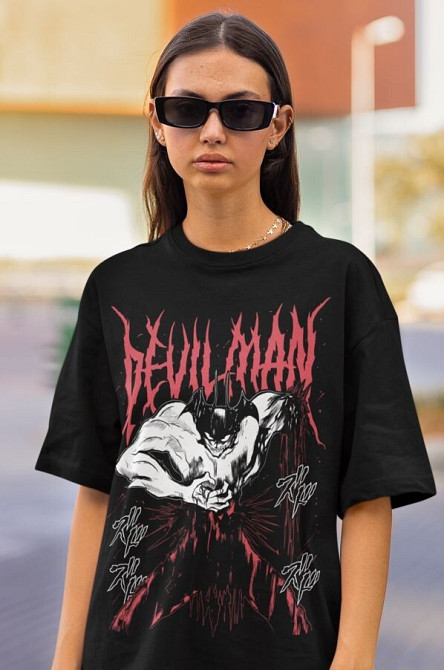 Футболка мужская аниме Девилман Крйбабй Аниме Акира оверсайз (S/M/L) Черний AnimeJ0948 Днепр - изображение 10