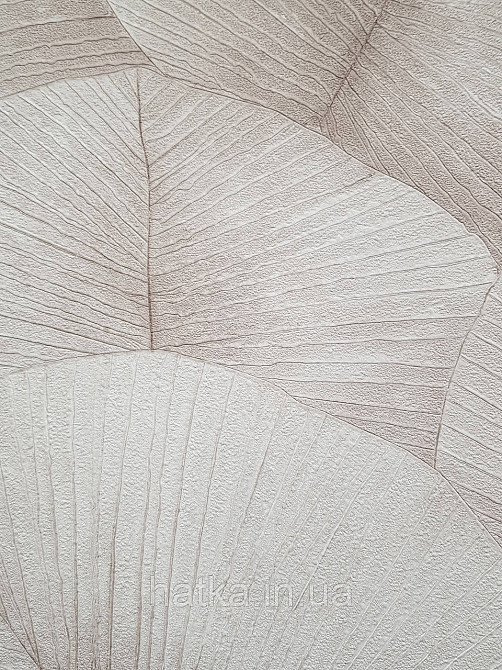 Шпалери вінілові на флізеліні Marburg Kumano 1.06х10 листя кремові бежеві зі сріблястим 3д лофт 34561 Київ - фото 4