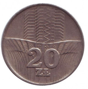 Колосья. Монета 20 злотих. 1973 рік, Польща. Полтава - фото 1