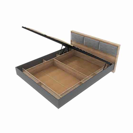 Кровать двуспальная с подъемным механизмом Эверест Сити-1600 200,5х168,8х82,6 см Дуб сонома/Графит (DTM-071086) Львов