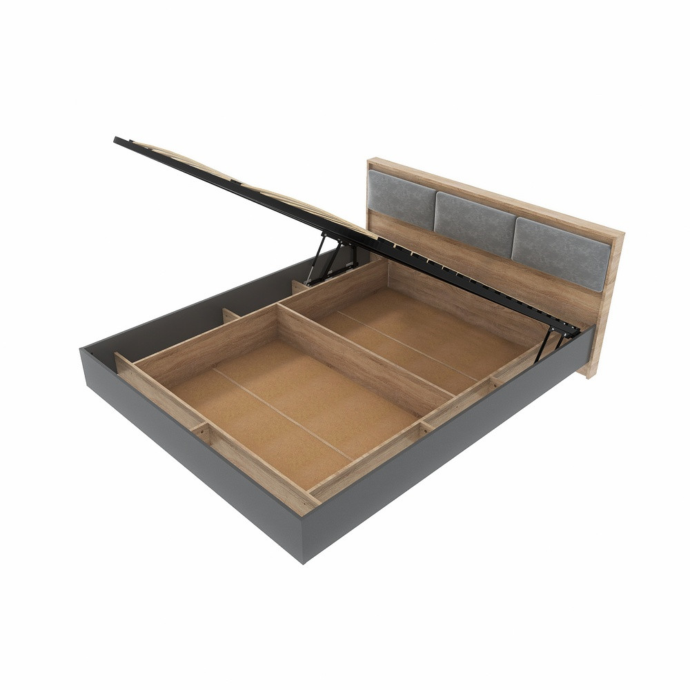 Ліжко двоспальне з підйомним механізмом Еверест Сіті-1600 200,5х168,8х82,6 см Дуб сонома/Графіт (DTM-071086) Львів - фото 6