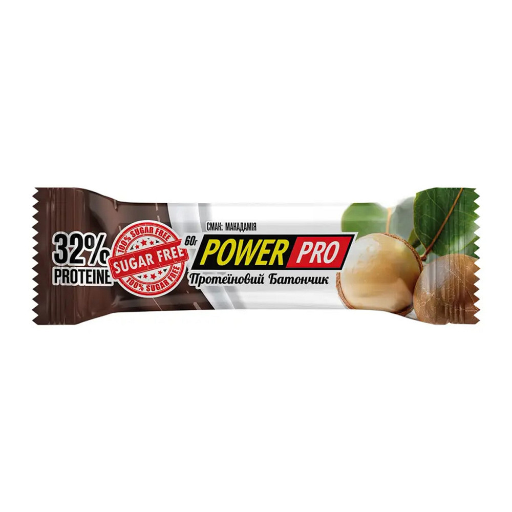 Протеїнові батончики Power Pro 32% Sugar Free 20x60g макадамія Київ - фото 3