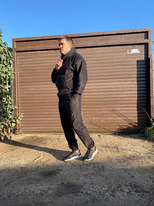 Чоловічий теплий костюм-двійка: кофта та штани двосторонній фліс Полар Чорний, 48/50 Одеса - фото 3