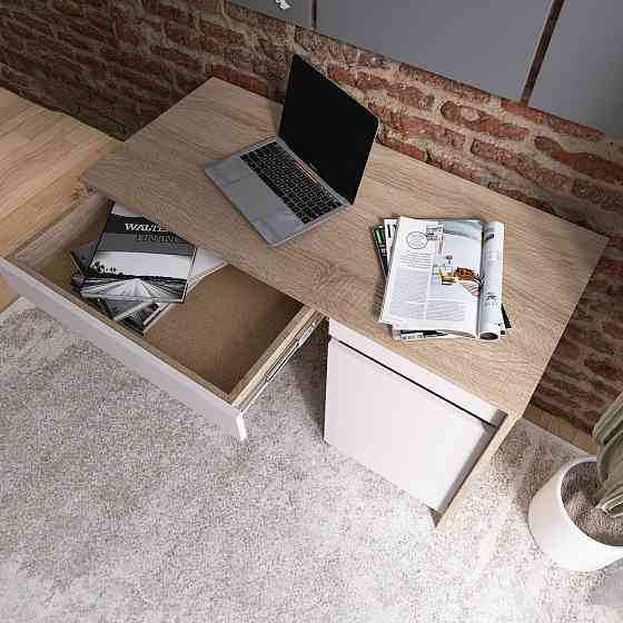 Письмовий стіл із 2 шухлядами та закритою секцією Еверест Сіті-1100 110,1х50,1х76,6 см Дуб сонома/Білий (DTM-071104) Львів