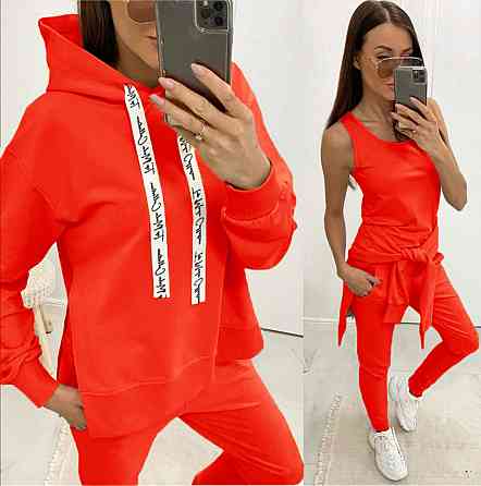 Спортивний трикотажний костюм трійка "Weekend" оптом | Норма і батал | Розпродаж моделі Помаранчевий, 50-52 Київ