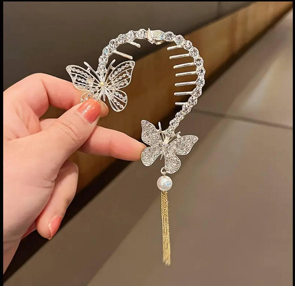 Декоративный гребень для волос с бабочками и подвеской Киев - изображение 4