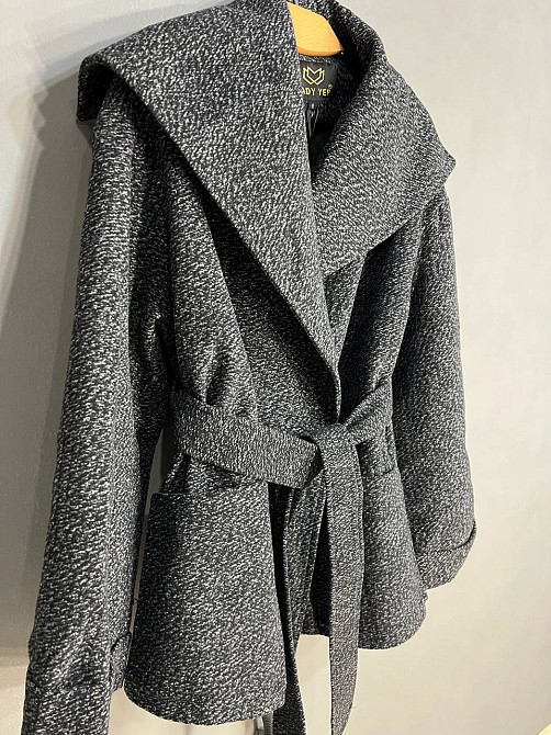 Жакет жіночий LADY YEP 8081 пальто оверсайз накладні кишені пояс має підклад сірий, сірий, XL Одеса - фото 5