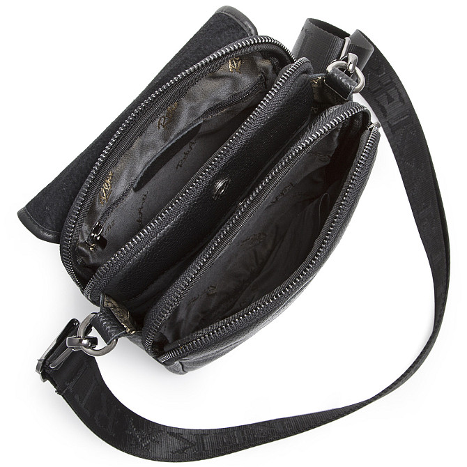 Сумка с клапаном через плечо кожаная черная Tiding Bag TD-20033 Каменское - изображение 5