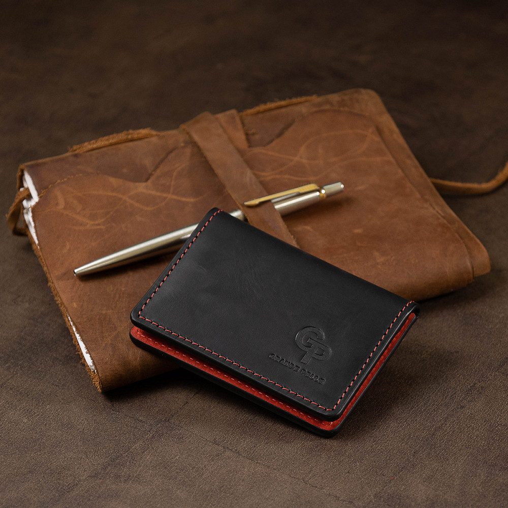 Кожаная винтажная обложка для прав GRANDE PELLE 11535 Черный Киев - изображение 8