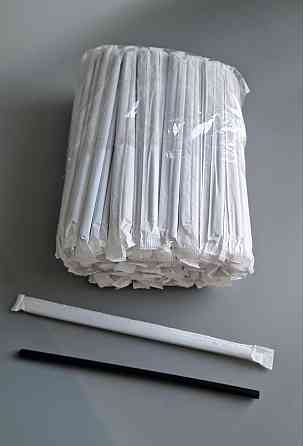 Трубочка для напоїв в індивідуальному пакованні d6.8-21см Чорна (200 шт.) Харків