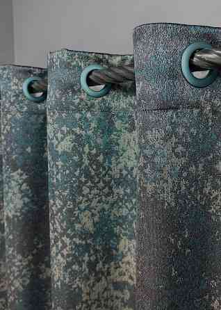 Комплект штор на люверсах VR-Textil Мармур Al-9 № 1636ш Бірюзовий з сірим 150х270 см 2 шт (37-0174) Київ