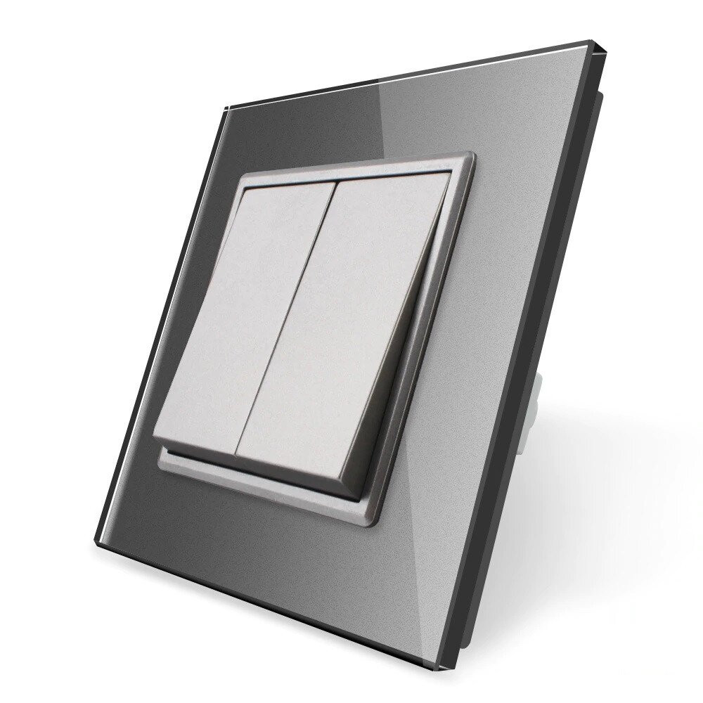 Вимикач універсальний 2-клавішний Livolo сірий скло 250В 10А (VL-C7FCMKS-1IP) Коломыя - изображение 9