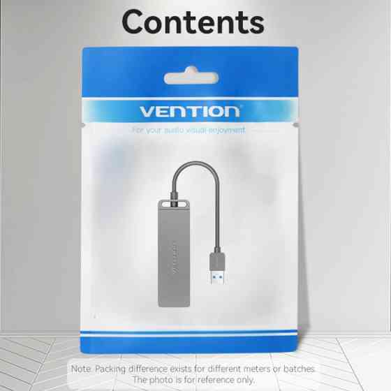 USB-хаб Vention на 4 порти з живленням, чорний Київ