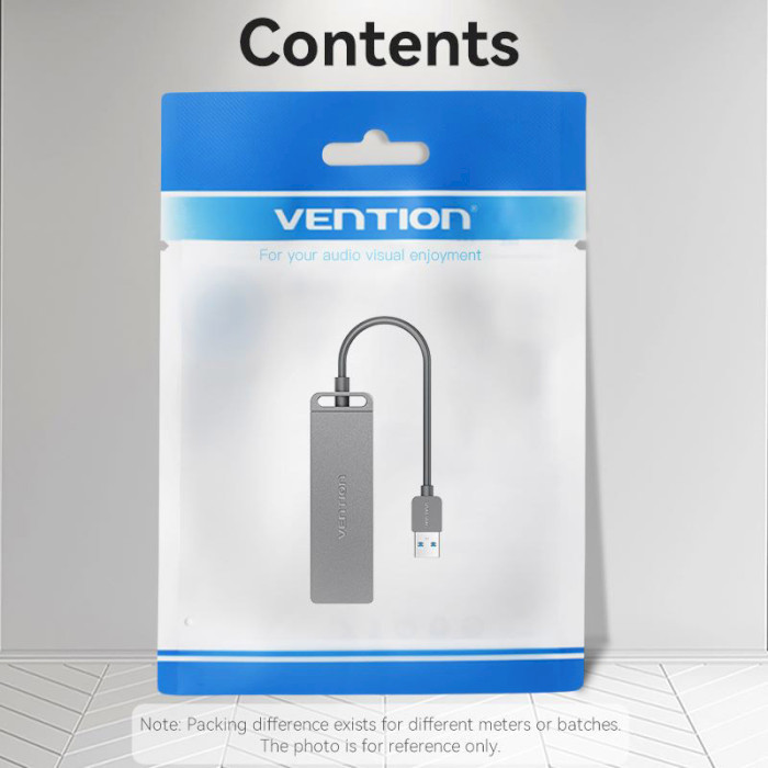 USB-хаб Vention на 4 порти з живленням, чорний Київ - фото 3