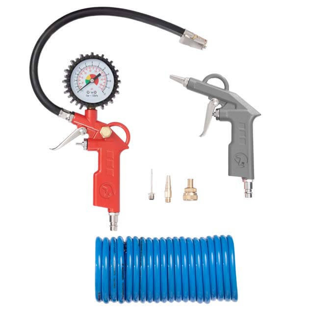 Набор пневмоинструментов 6 единиц: пистолет для подкачки, продувочный пистолет, шланг полиуретановый 5 м, три Мукачево - изображение 1