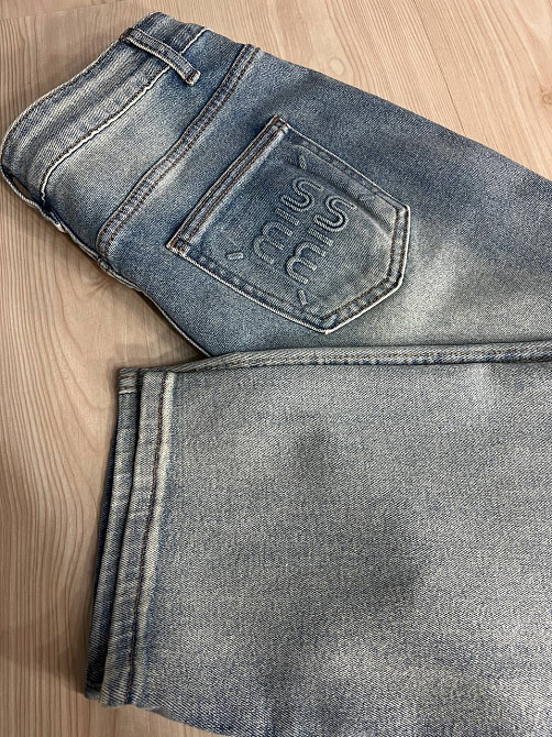 Джинси женские Sterling 9203-36 MOM бананы надпись на кармане большие размеры голубые, голубой, З6, 36, 96 см, 128 см Киев - изображение 6