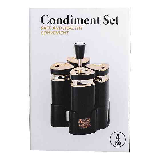 Набір для спецій на підставці 4 предмети 10х10х17 см ємності для приправ 120 мл Білий HP-1312 Коломия