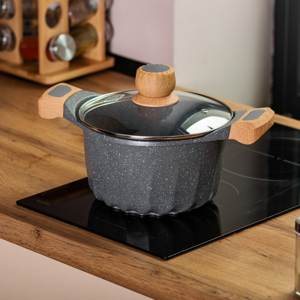 MGC Алюмінієва каструля об'ємом 3 літри з кришкою Ø 20 см. Мармур з антипригарним покриттям MGC Киев - изображение 5