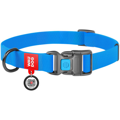 Нашийник для тварин WAUDOG Waterproof з QR паспортом Ш 25 мм Д 38-58 см блакитний (27772) Вінниця - фото 1