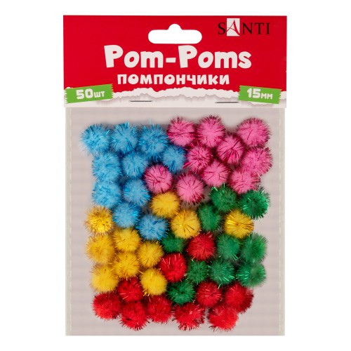 Помпони "SANTI" з люрексом, кольорові, d-15мм, 50шт./уп, шт Київ - фото 1