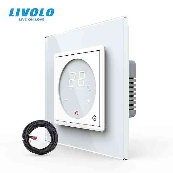 Терморегулятор (термостат) сенсорний програмований для електричної теплої підлоги LIVOLO, чорний скляний (VL-C7FCQ1-2BPS72) Коломия