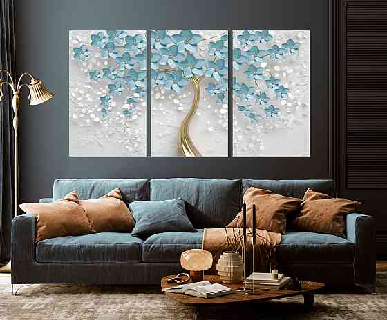 Модульная картина в гостиную / спальню  Дерево в квітах    ART-186_3A Киев