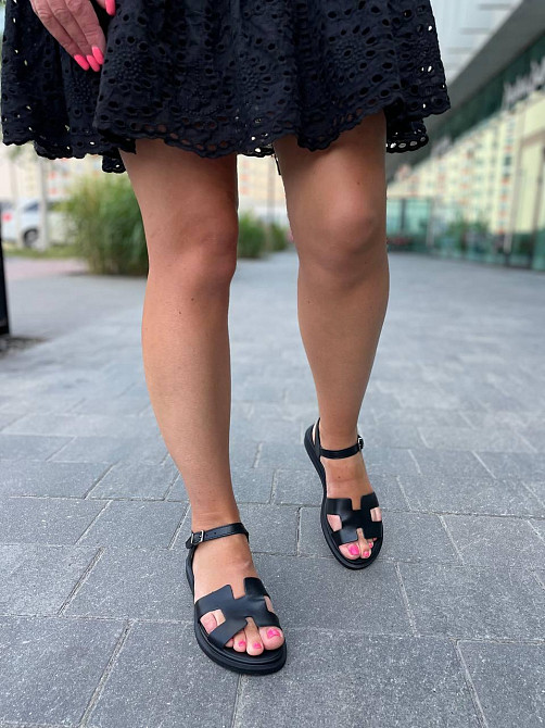 Mermaid Босоніжки жіночі чорні літні Mermaid 514 натуральна шкіра / Стильні босоніжки на низькі Коломыя - изображение 8