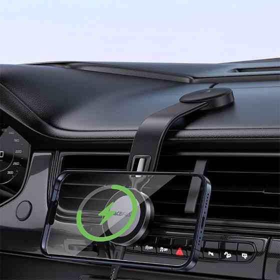 Автомобильный держатель для телефона с БЗП ACEFAST D37 magnetic wireless charging car holder for dashboard Black Одесса