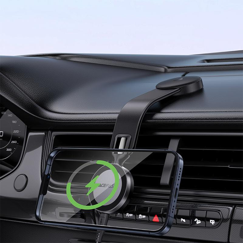 Автомобильный держатель для телефона с БЗП ACEFAST D37 magnetic wireless charging car holder for dashboard Black Одесса - изображение 6