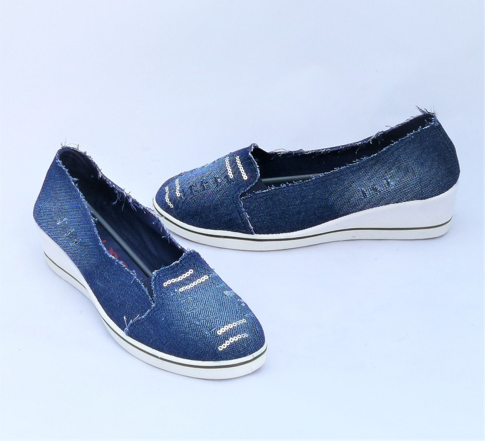 . Жіночі Мокасини Балетки на Танкетці Джинсові Сині (розміри: 36,37,38,39,40) Дніпро - фото 10
