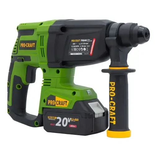 Перфоратор акумуляторний Procraft SDS‑Plus 20 В, 2.6 Дж, Li‑Ion 4 А·год,безщітковий перфоратор 2 АКБ в кейсі Львів - фото 5