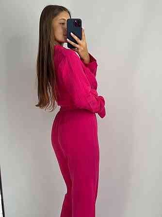 Женский комплект из натуральной ткани Без узоров и принтов, Малиновый, XS-S Харьков