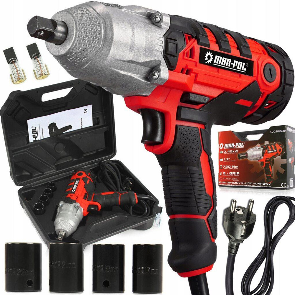 Гайковерт ударний мережевий 1/2 насадки 4 ударні - 17. 19. 21. 22 Mar-Pol (M80489) Нововолинськ - фото 1