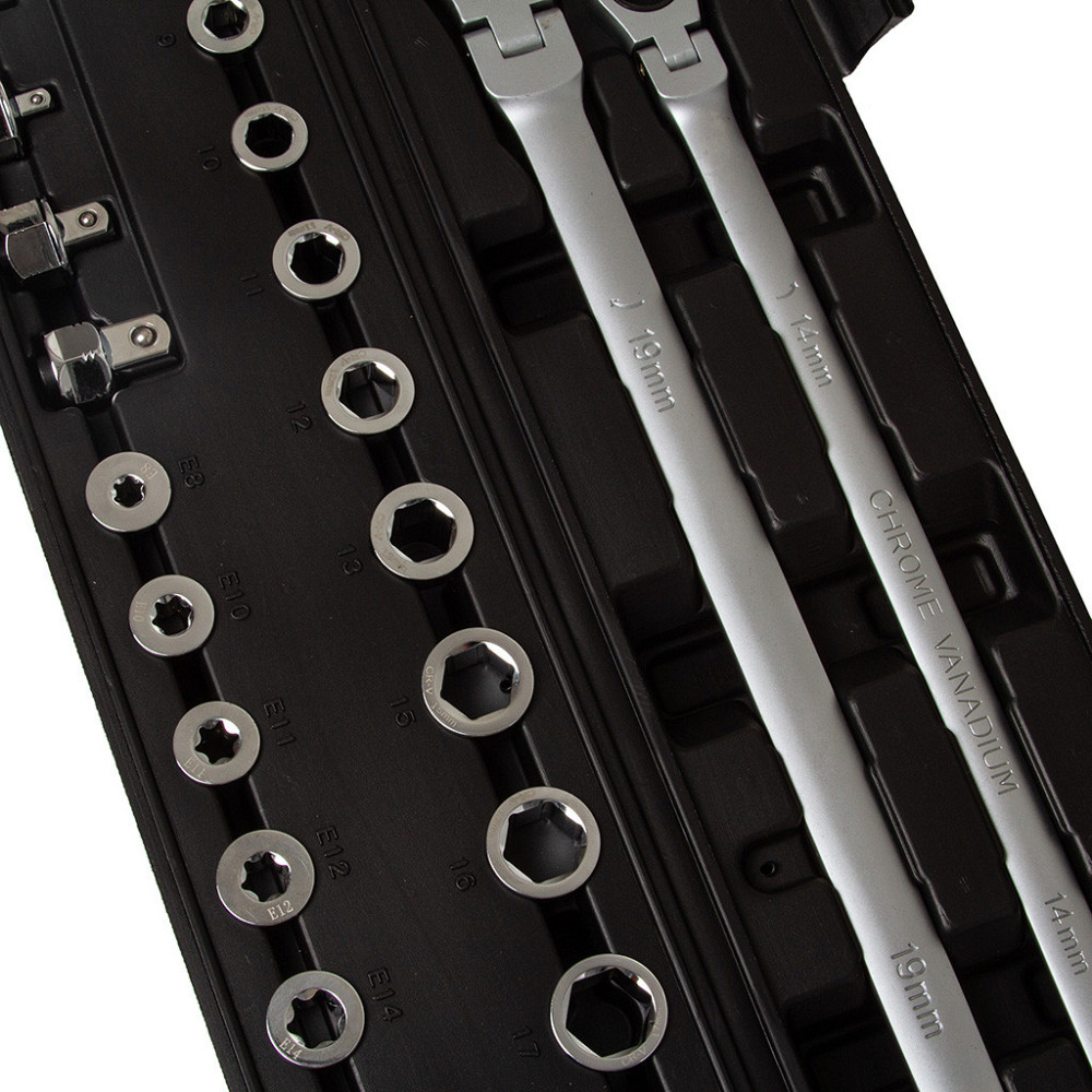 Набор кольцевых ключей 14 та 19 мм с трещоткой и насадками Mar-Pol (M58595) Нововолынск - изображение 3