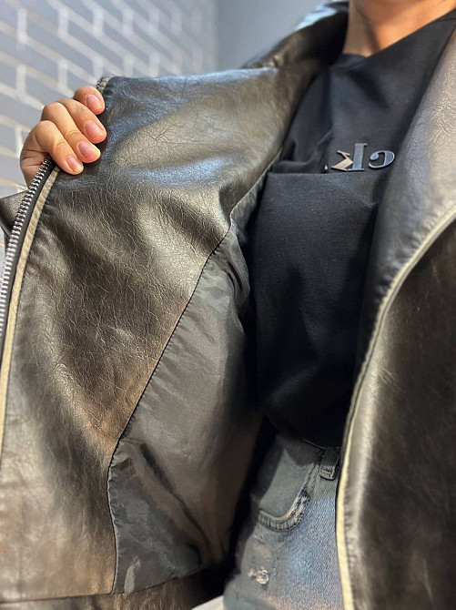 Куртка жіноча Aftf Basic 2456 косуха блискавки пояс варені шви екошкіра чорна, чорний, M Київ - фото 7