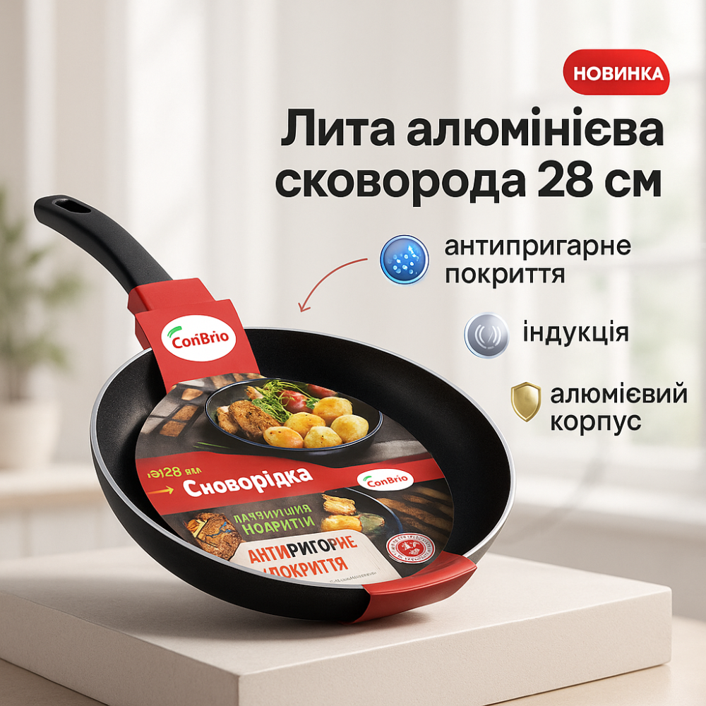 Сковорода с атипригарным покрытием Con, Сковорода для приготовления на индукционной плите FA-14 Львов - изображение 13