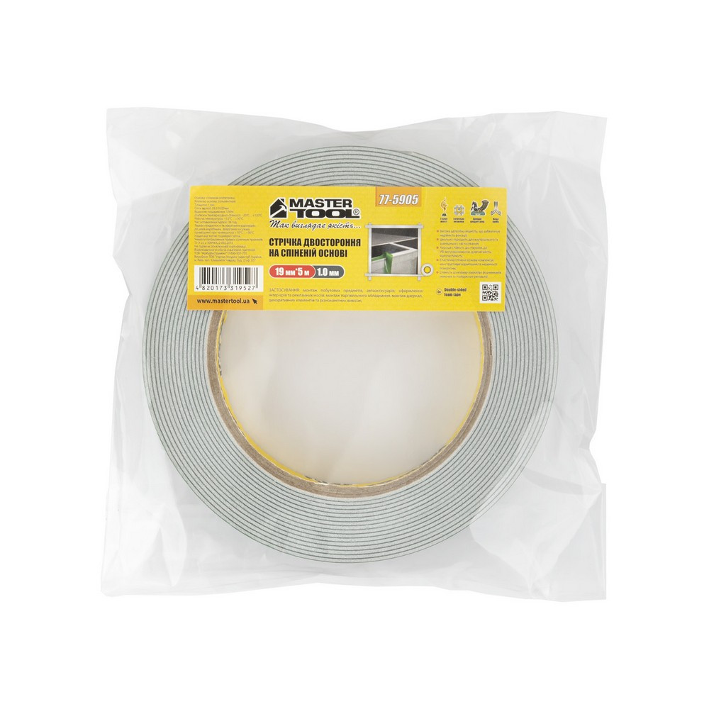 MASTERTOOL Стрічка двостороння MASTERTOOL на спіненій основі 19 мм 5 м 77-5905 Киев - изображение 6