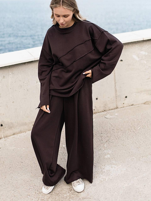 Женский стильный оверсайз костюм двойка: кофта и штаны турецкая трехнить петля пенье Одесса - изображение 3