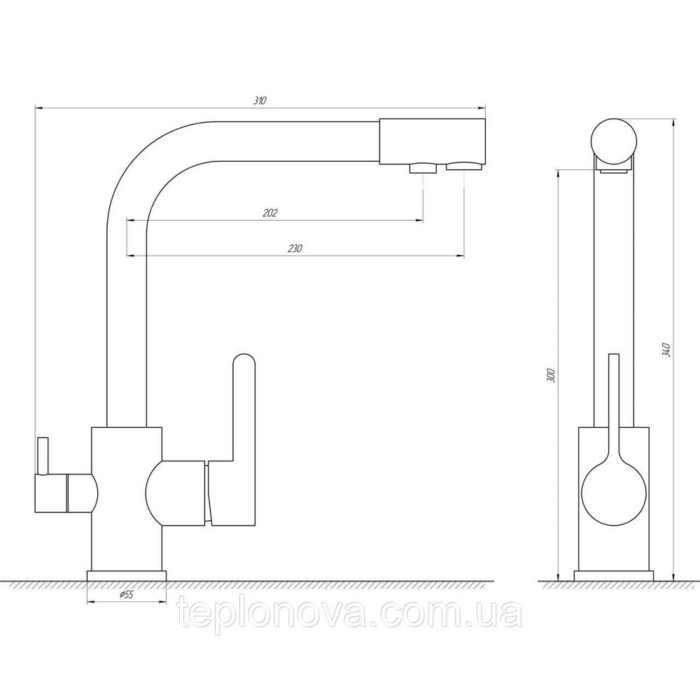 Змішувач для кухні під осмос Globus Lux LAZER GLLR-0444-2-ARENA Чернівці - фото 4