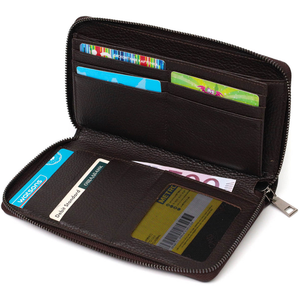 Великий чоловічий клатч з одним відділенням з натуральної шкіри з тисненням під крокодила BOND 22028 Коричневий Київ - фото 4