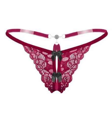Трусики з розрізом жіночі мереживні універсальний бордовий Київ