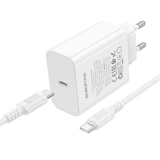 Мережевий зарядний пристрій з кабелем BOROFONE BA109A Star single port PD40W charger set (C to C) (EU) White Одеса